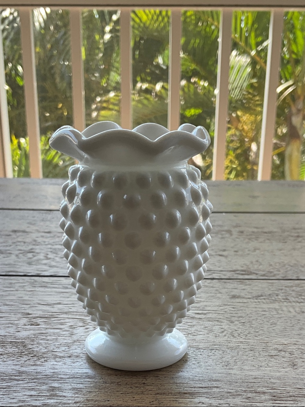 Vintage 1940’s Fenton Art Glass Milk Glass Hobnail Mini Vase